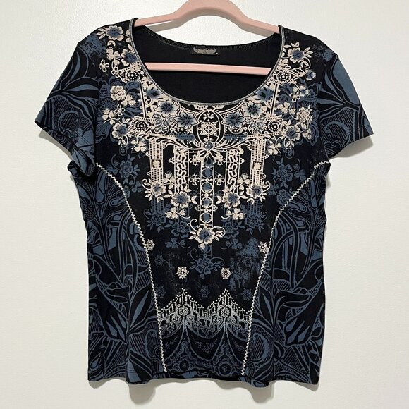 Vanilla Sugar Womens Y2K Embellished T Shirt Size M 2000s Grunge Streetwear Goth - Picture 1 of 6